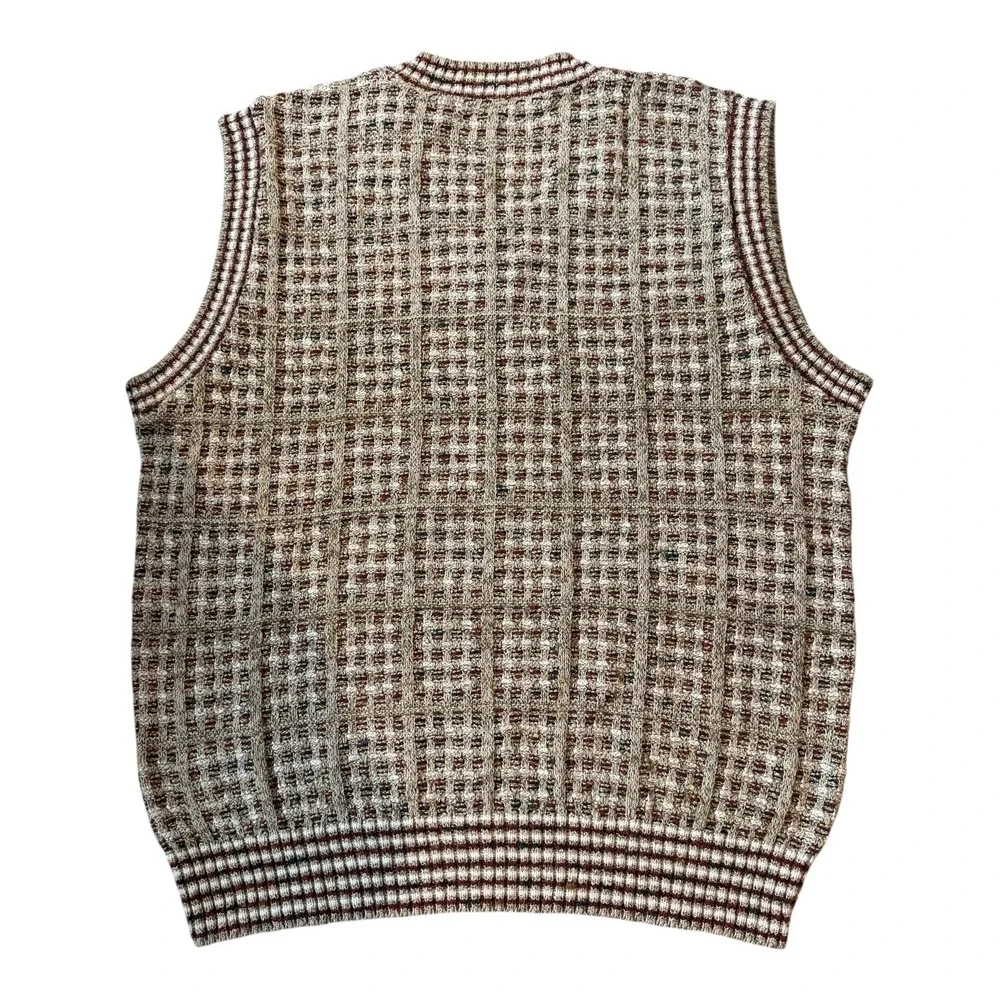 NWT Vintage 1994 Tricots St Raphael Boucle Sweater Vest XL Made USA Checkered‎